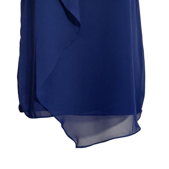 MSK Navy Blue Layered Chiffon Beaded Sleeveless Special Occasion Midi Dress - Picture 5 of 7